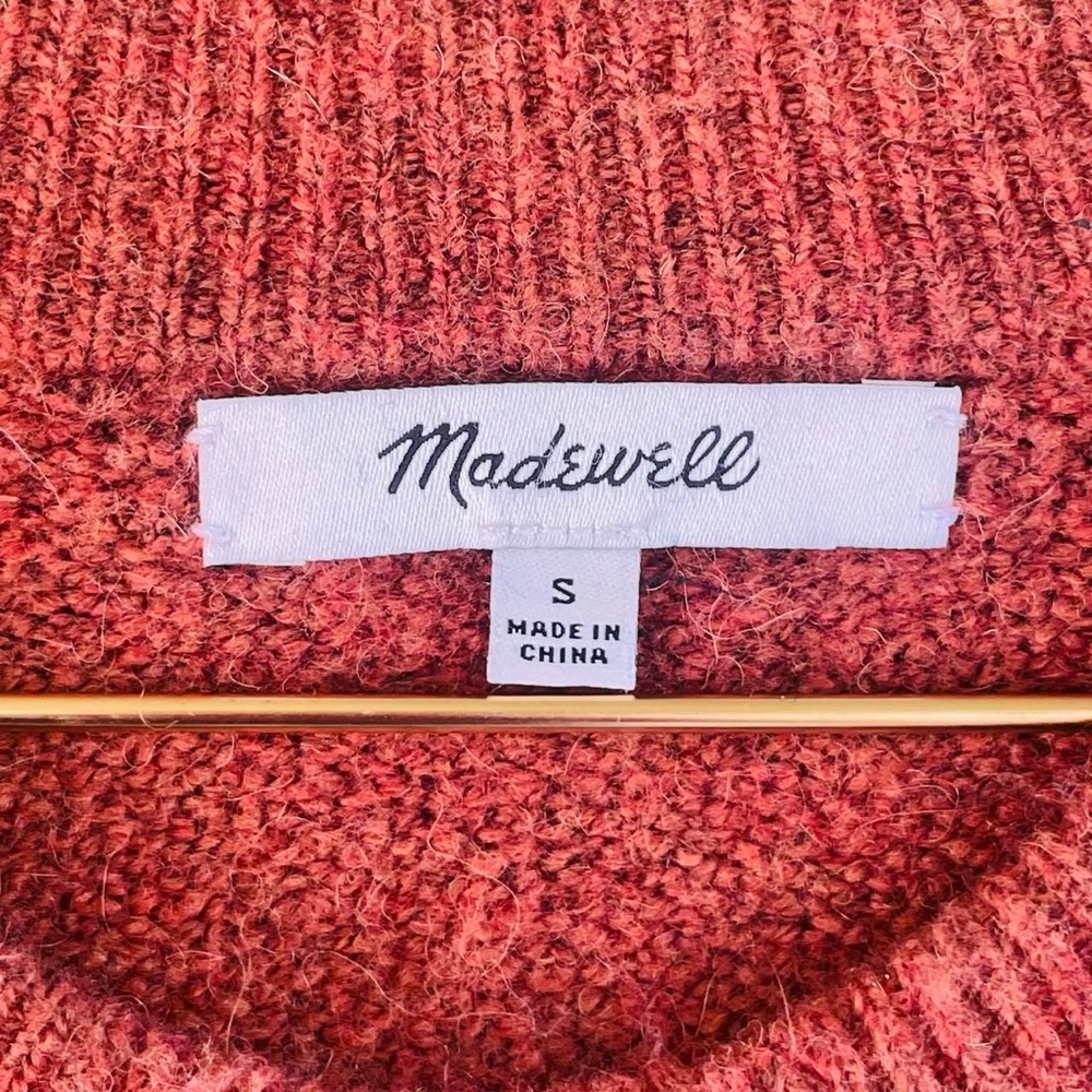 Madewell Fuzzy Striped Knit Sweater – Rust Brown Metallic Cozy Fall Pullover - Picture 5 of 8